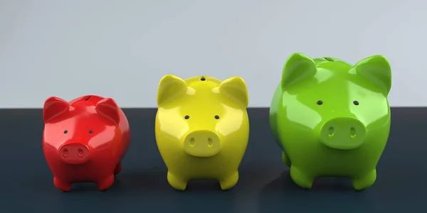 Növekedés Diagram Piggy Bank Asztalon Illusztráció — Stock Fotó