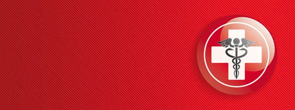 Ochrona Tarcza Krzyżem Awaryjne Eskulapa Personel Czerwonym Tle Pasiasty — Wektor stockowy
