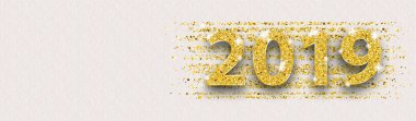vector illustration of Golden 2019 banner on noble background with ornaments clipart