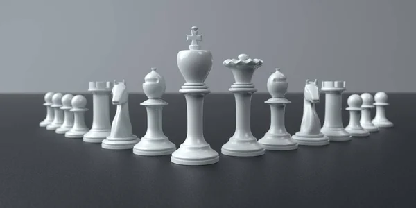 Pions Échecs Blancs Sur Table Noire Illustration — Photo