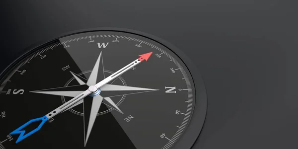 Schwarzer Kompass Auf Dunklem Hintergrund — Stockfoto