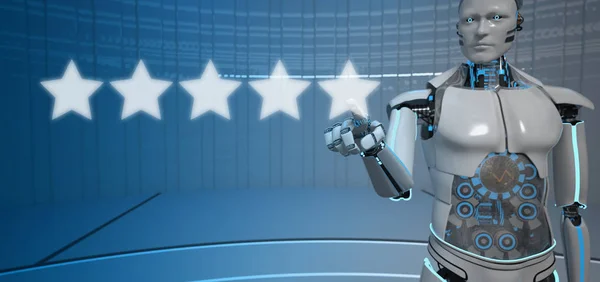 Robot humanoide Haga clic en 5 estrellas —  Fotos de Stock