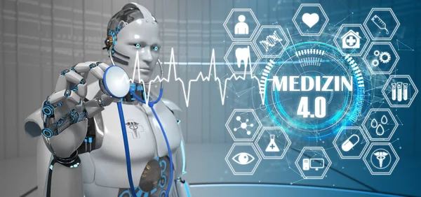 Człekokształtny Robot stetoskop Medizin 4.0 — Zdjęcie stockowe