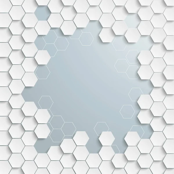 White Hexagon Structure Grey Centre Cover — Stock Vector