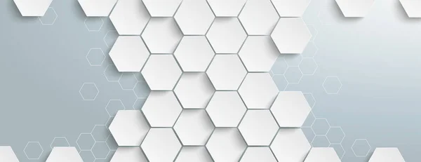 Vitt Hexagon struktur centrum Header — Stock vektor