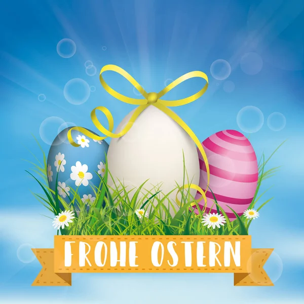 텍스트 Frohe Ostern 부활절을 합니다 Eps — 스톡 벡터