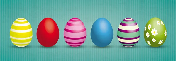 Barevná Velikonoční Vajíčka Zeleném Pozadí Vektorový Soubor Eps — Stockový vektor