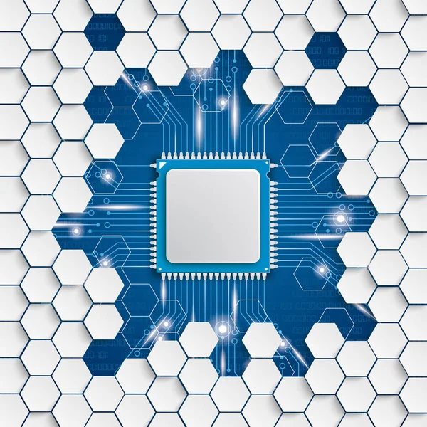 Processore Microchip Con Luci Sullo Sfondo Blu File Vettoriale Eps — Vettoriale Stock