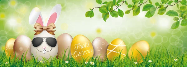 Texte Allemand Frohe Ostern Traduire Joyeuses Pâques Fichier Vectoriel Eps — Image vectorielle