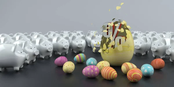 Piggy banki Wielkanoc rabat — Zdjęcie stockowe