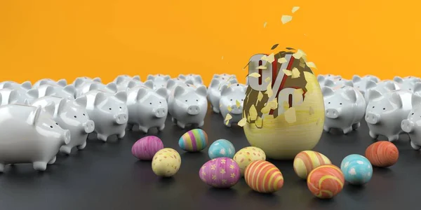 Piggy banki Wielkanoc rabat — Zdjęcie stockowe