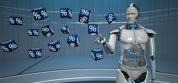 Процентные кубы роботов-гуманоидов — стоковое фото