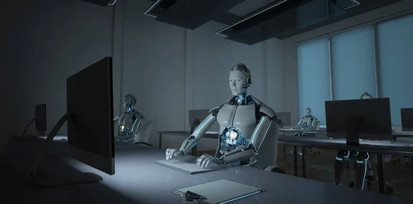 Kancelář humanoidních robotů — Stock fotografie