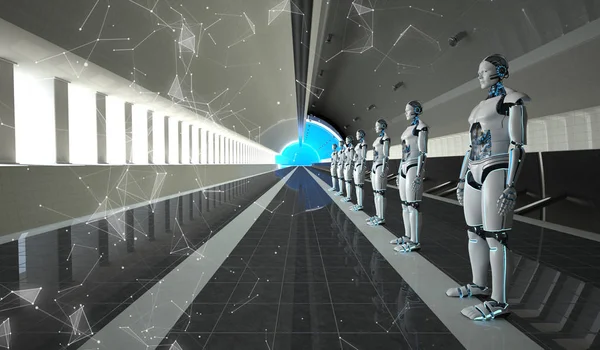 Humanoid Robots Tunnel — Stock Photo, Image