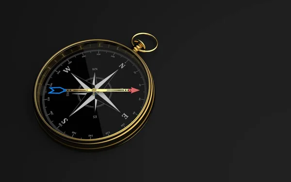 Tmavé pozadí Zlatého kompasu — Stock fotografie