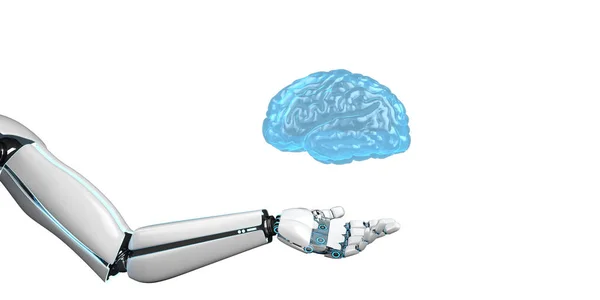 Robot ręka ludzki mózg — Zdjęcie stockowe