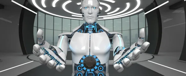 Humanoid Robot sala futurista — Foto de Stock