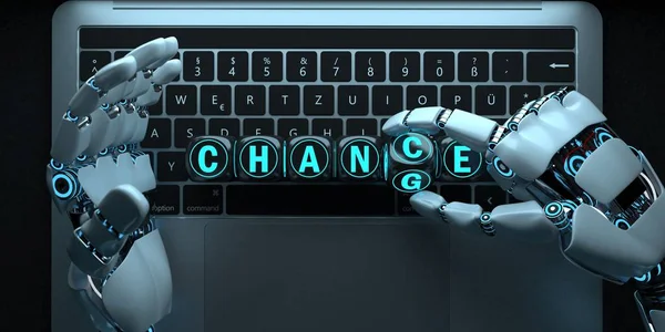 Ноутбук Робот руки шанс изменения — стоковое фото