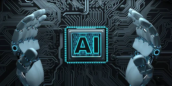 Humanoid Robot händer AI-processor — Stockfoto