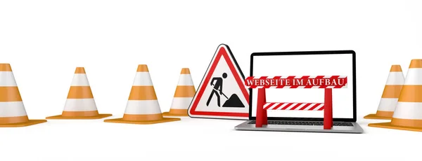 Webseite im Aufbau Banner Notizbuch — Stockfoto