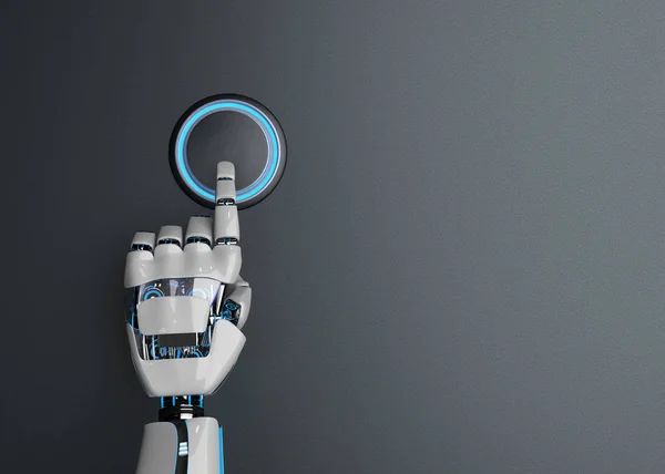 Botão de mão do robô humanóide — Fotografia de Stock