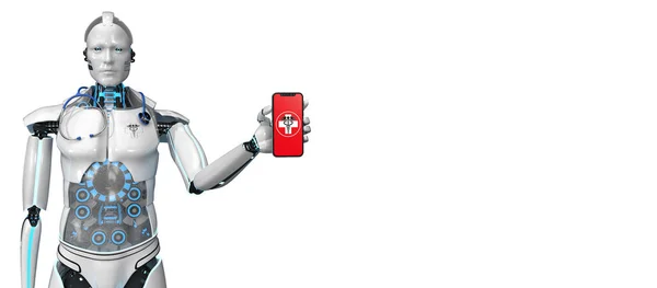 Humanoid Robot Medical Assistant Smarthone — Stock Photo, Image