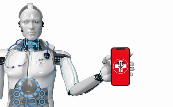 Robot Humanoide Asistente Médico Smarthone —  Fotos de Stock