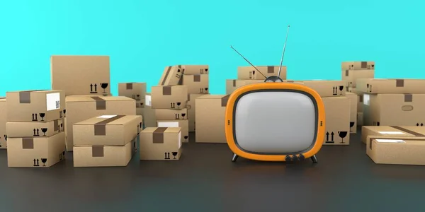 Телешопинг коробки Orange TV — стоковое фото