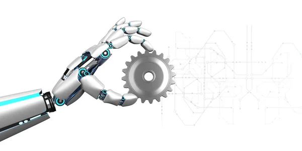 Diagrama de circuito de engrenagem de mão de robô humanóide — Fotografia de Stock