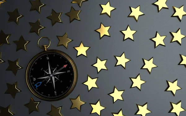 Golden Stars Compass — Stock Photo, Image