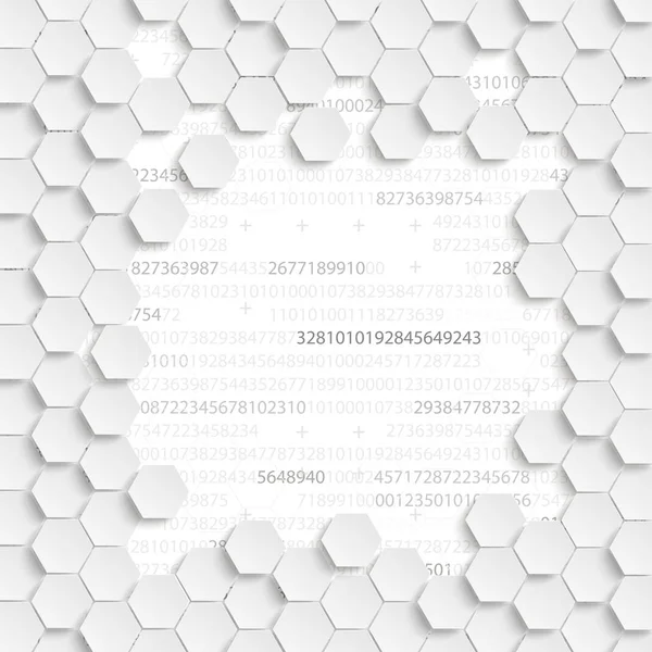 Cubierta de números de código de estructura hexagonal blanco — Vector de stock