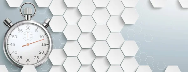 Beyaz Hexagon Yapı Merkezi kronometre başlığı — Stok Vektör