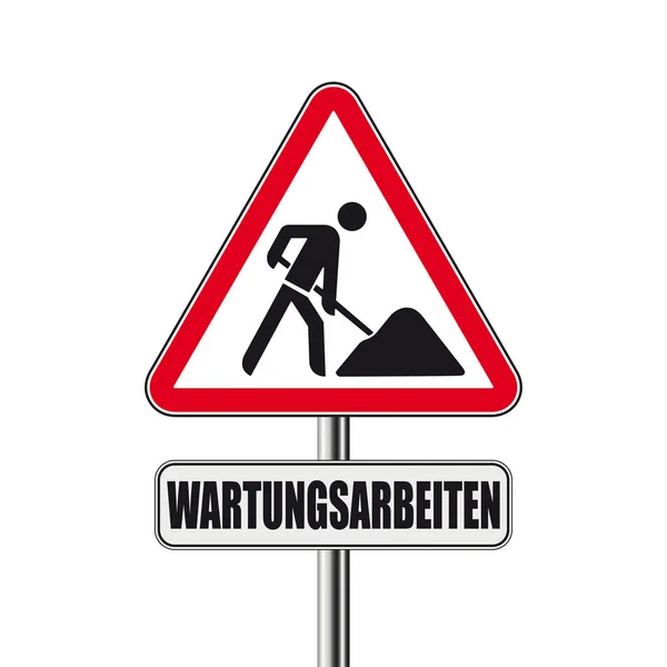 Wartungsarbeiten Triángulo de advertencia en construcción — Vector de stock