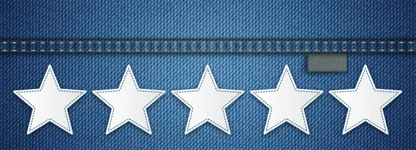 Jeans 5 Estrelas Rating Etiqueta de cabeçalho —  Vetores de Stock