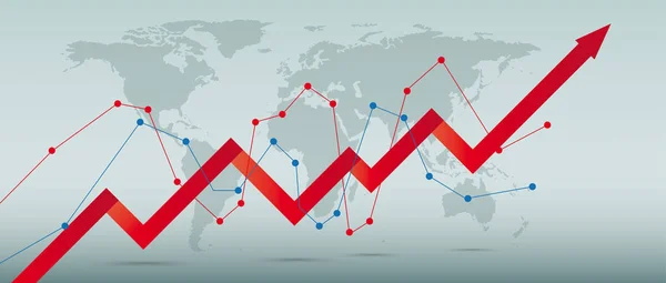 Gráfico de Crescimento Mundial —  Vetores de Stock