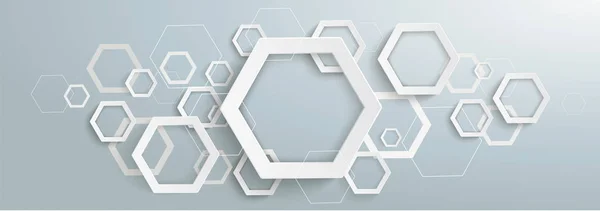Abstrakt futuristiska hexagoner Gray header — Stock vektor