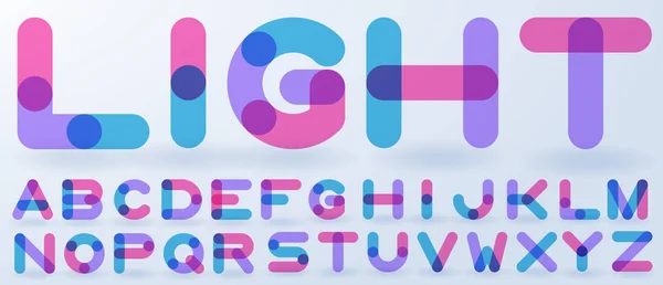 Transparent blue and pink alphabet — Stock Vector