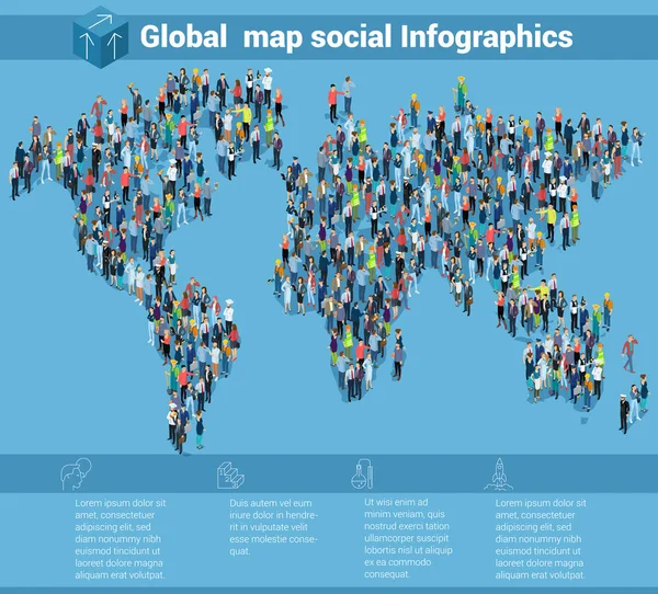 Global world isometric map. — Stock Vector