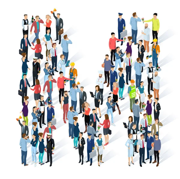 Kalabalık izometrik insanlar alfabesi 