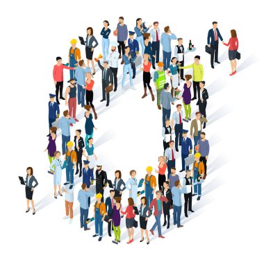 Kalabalık izometrik insanlar alfabesi 