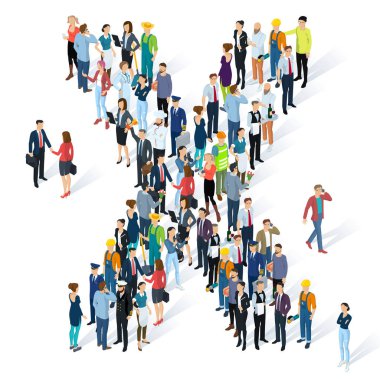 Kalabalık izometrik insanlar alfabesi 