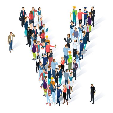 Kalabalık izometrik insanlar alfabesi 