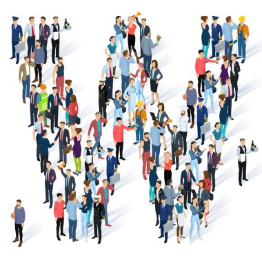 Kalabalık izometrik insanlar alfabesi 