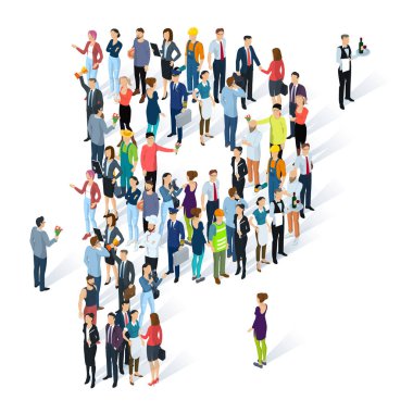 Kalabalık izometrik insanlar alfabesi 