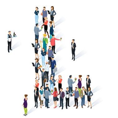 Kalabalık izometrik insanlar alfabesi 