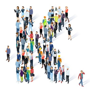 Kalabalık izometrik insanlar alfabesi 