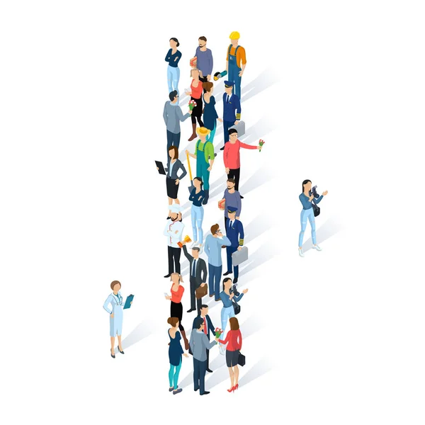 Crowded isometric people alphabet — Stock Vector