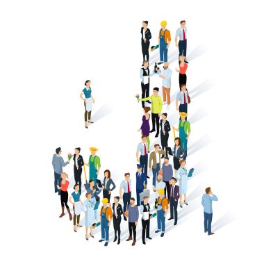 Kalabalık izometrik insanlar alfabesi 