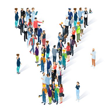 Kalabalık izometrik insanlar alfabesi 