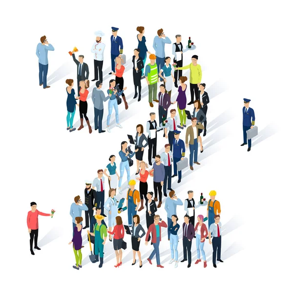 Crowded isometric people  numbers. — Stock Vector